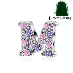 M Letter Charm Bead | 925 Silver | Brand New